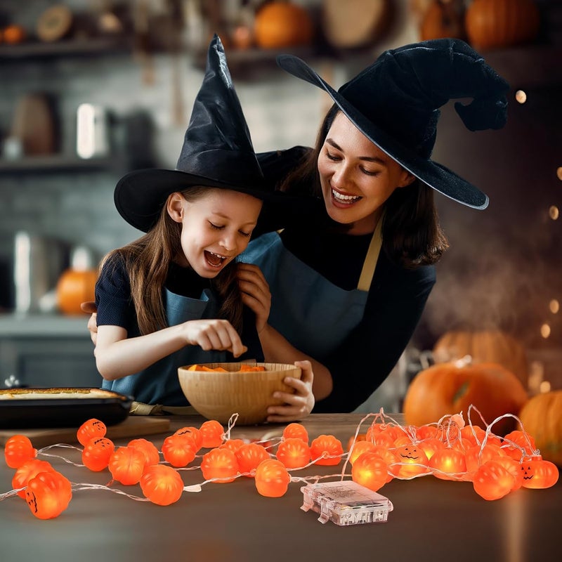 Besitek Halloween Decoration, 10FT 20 LED Pumpkin String Lights, Battery Operated 2 Mode Steady/Flickering Waterproof Halloween Lights for Indoor Outdoor Decor Camper Party Decorations - Image 4